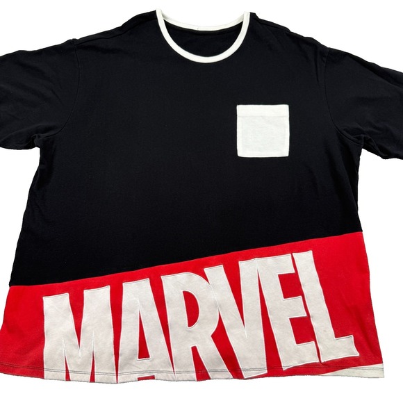 Marvel Other - Marvel T-Shirt Men's 3XL Black Embroidered Logo Huge Spell Out Comic Superhero